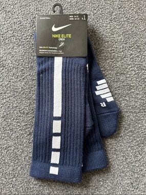 Nike Elite Crew Socks - Navy and White Stripe